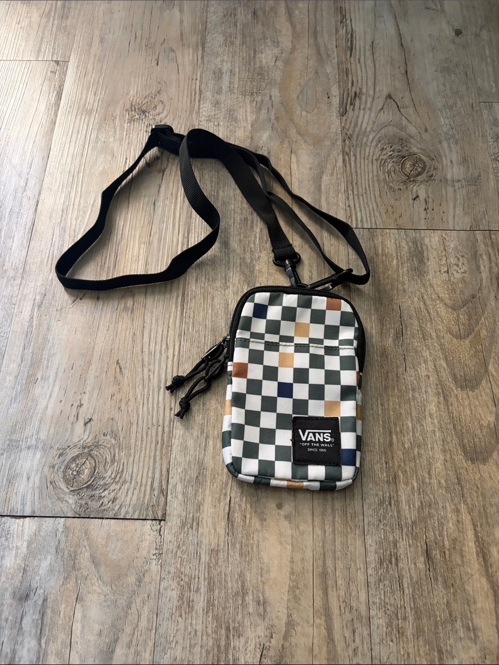 Vans Checkerboard Crossbody Pouch in Green, White, Black and Multi